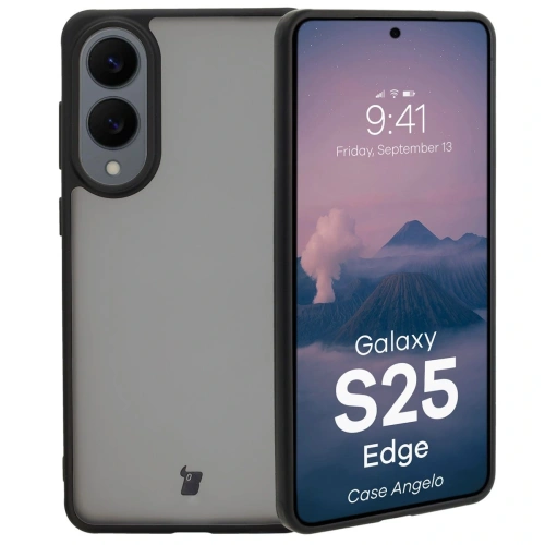 Etui Bizon Case Angelo do Samsung Galaxy S25 Edge przydymione z czarną ramką