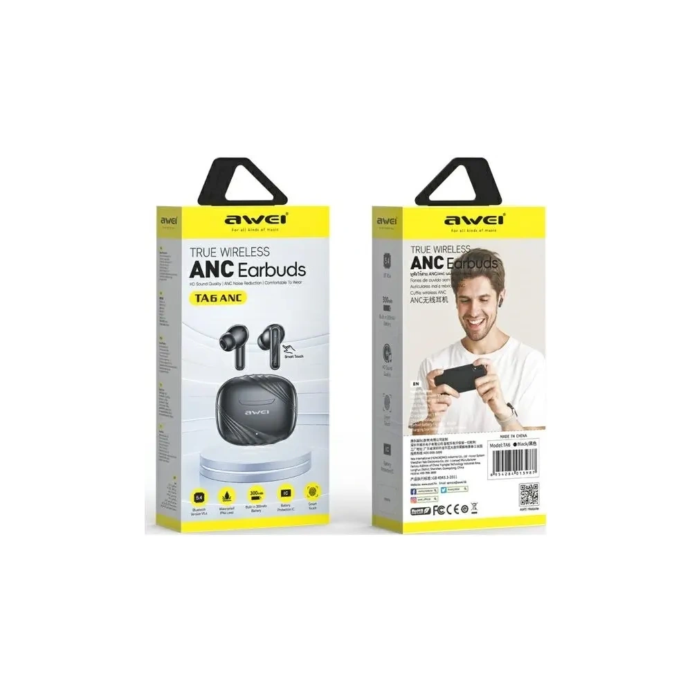 Hurtownia GSM - AWEI Bluetooth 5.3 TA6 ANC kabellose Kopfhörer + Dockingstation Schwarz - AWEI245 - {ean13} - Hurt