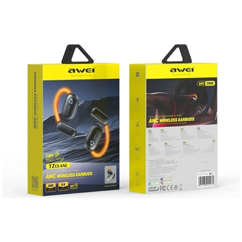 Bezprzewodowe słuchawki AWEI Bluetooth 5.4 TZ13 ANC + stacja dokująca czarny