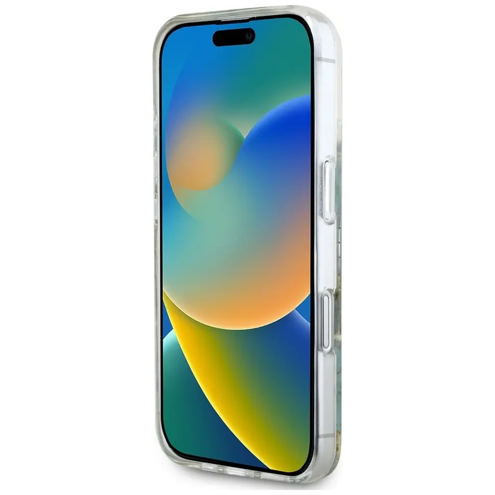Hurtownia GSM - Guess Gyanta Virágok Csillám MagSafe Apple iPhone 16 türkiz - GUE4501 - {ean13} - Hurt