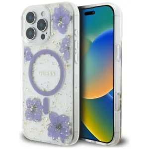 Hurtownia GSM - Guess Pryskyřicové květiny MagSafe Apple iPhone 16 Pro fialový - GUE4502 - {ean13} - Hurt