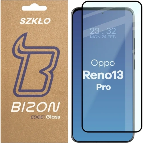 Szkło hartowane Bizon Glass Edge 3D do Oppo Reno13 Pro czarna ramka