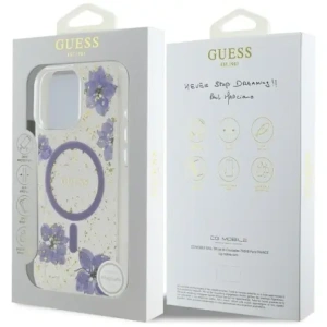 Wholesale Guess Resin Flowers MagSafe Apple iPhone 16 Pro purple - GUE4502 - {ean13} - Hurt