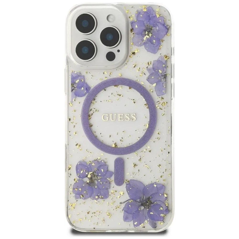 Hurtownia GSM - Guess Gyanta Virágok MagSafe Apple iPhone 16 Pro Max lila - GUE4503 - {ean13} - Hurt