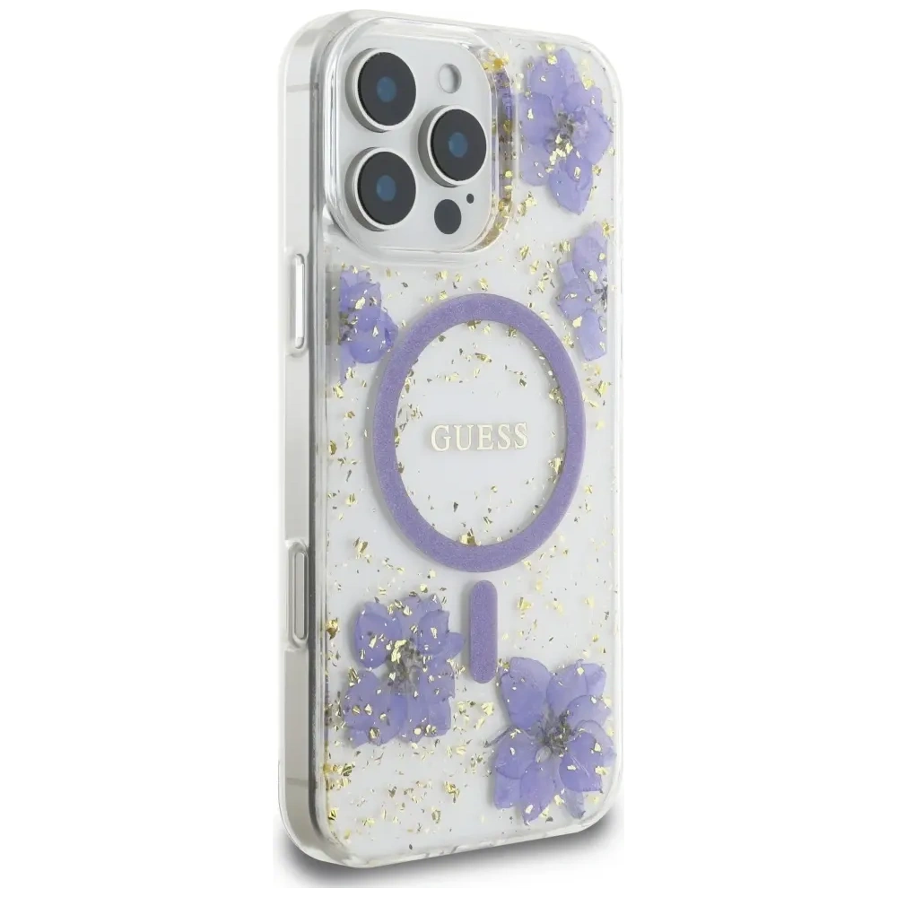 Hurtownia GSM - Guess Gyanta Virágok MagSafe Apple iPhone 16 Pro Max lila - GUE4503 - {ean13} - Hurt
