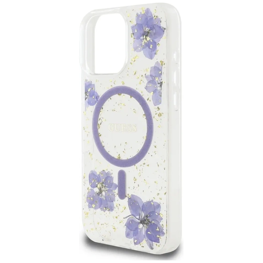 Hurtownia GSM - Guess Gyanta Virágok MagSafe Apple iPhone 16 Pro Max lila - GUE4503 - {ean13} - Hurt