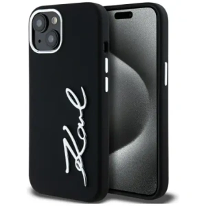 Hurtownia GSM - Karl Lagerfeld Logo din metal cu script din silicon Apple iPhone 15 negru - KLD21999 - {ean13} - Hurt