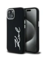 Karl Lagerfeld silikonová kovová script logo Apple iPhone 15 černý