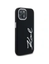 Wholesale Karl Lagerfeld Silicone Metal Script Logo Apple iPhone 15 black - KLD21999 - {ean13} - Hurt