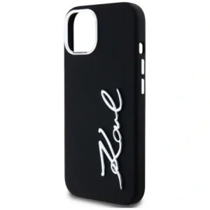 Hurtownia GSM - Karl Lagerfeld Logo din metal cu script din silicon Apple iPhone 15 negru - KLD21999 - {ean13} - Hurt