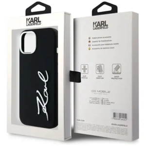 Hurtownia GSM - Karl Lagerfeld Logo din metal cu script din silicon Apple iPhone 15 negru - KLD21999 - {ean13} - Hurt