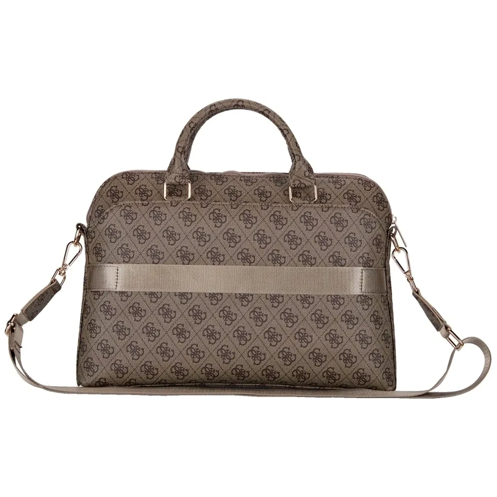 Hurtownia GSM - Torba Guess 4G Zipper Pocket Triangle Logo 15" brązowy - GUE4508 - {ean13} - Hurt