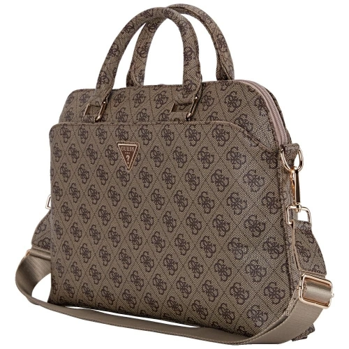 Torba Guess 4G Zipper Pocket Triangle Logo 15" brązowy