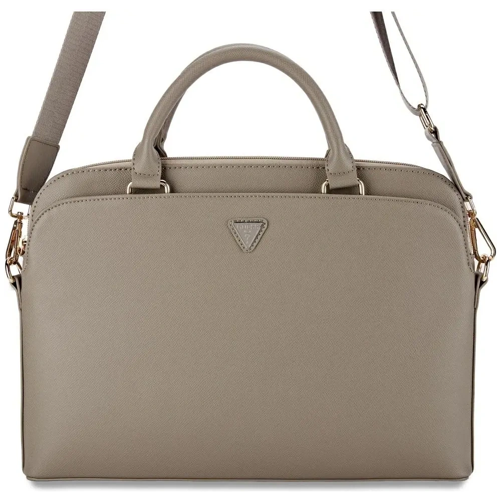 Hurtownia GSM - Guess Geprägte Reißverschlusstasche Dreieckslogo 15" braun - GUE4511 - {ean13} - Hurt