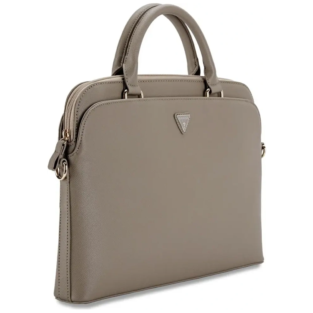 Hurtownia GSM - Torba Guess Grained Zipper Pocket Triangle Logo 15" brązowy - GUE4511 - {ean13} - Hurt