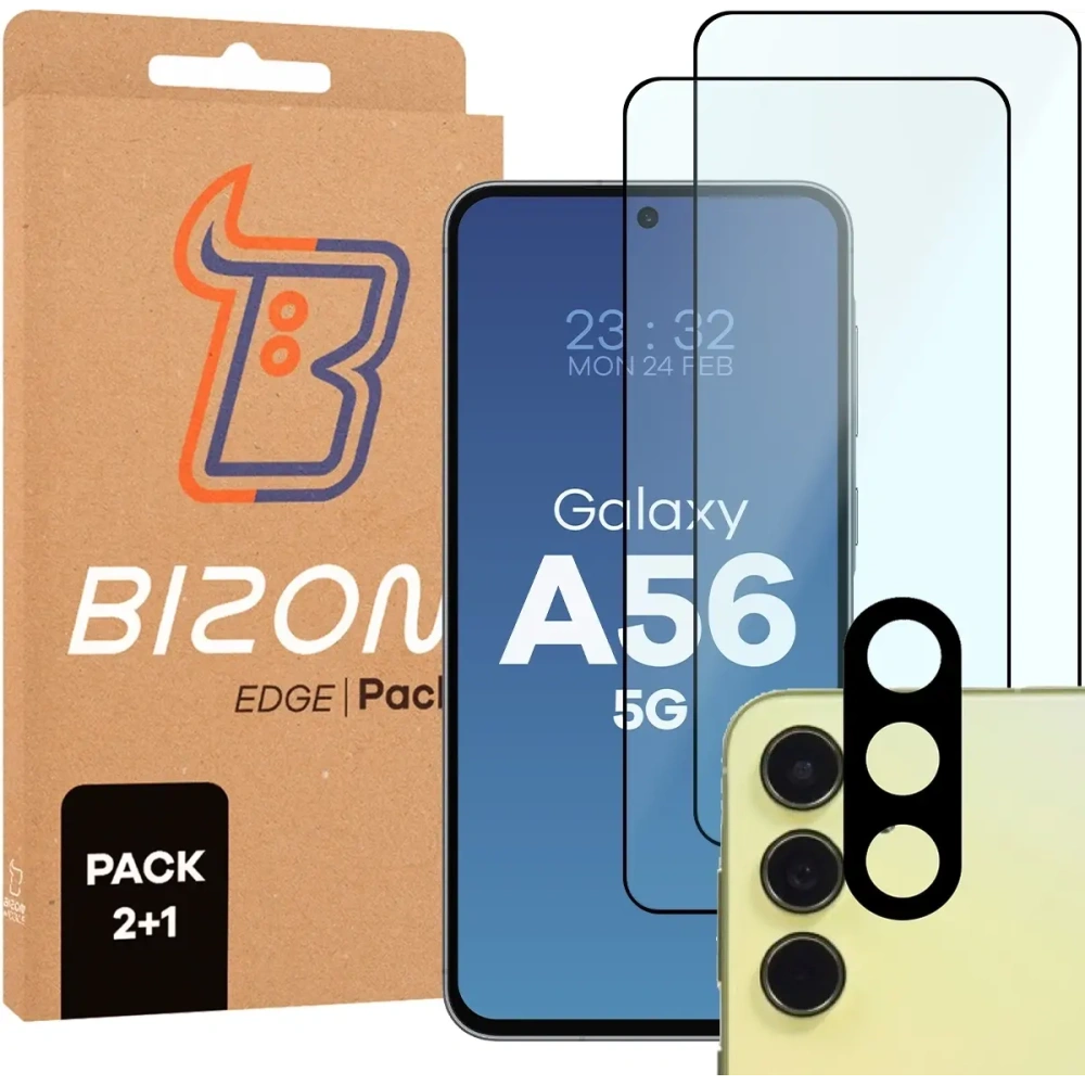 Hurtownia GSM - Bizon Edge 2 Pachet 2x sticlă temperată + 1x protecție lentilă Samsung Galaxy A56 5G - BIZ8913 - {ean13} - Hurt