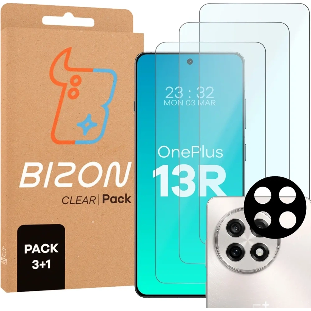 Wholesale Bizon Clear 2 Pack 3x tempered glass + 1x lens protection OnePlus 13r - BIZ8917 - {ean13} - Hurt