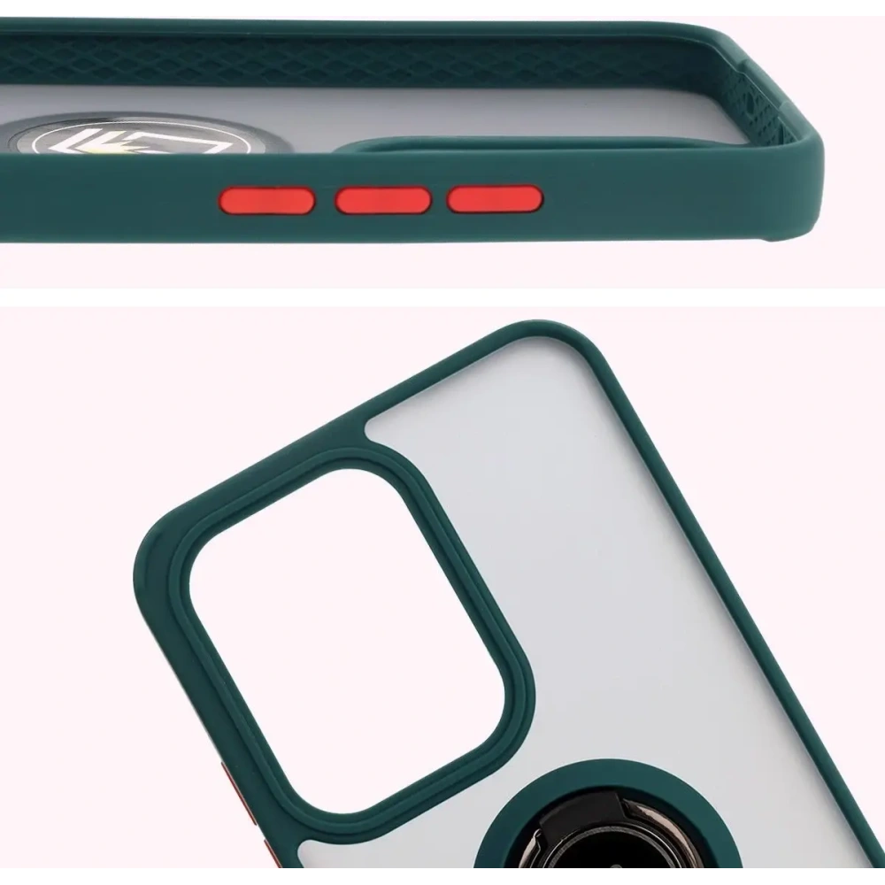 Wholesale Bizon Case Hybrid Ring Oppo Reno13 Pro smoky with a dark green frame - BIZ8930 - {ean13} - Hurt