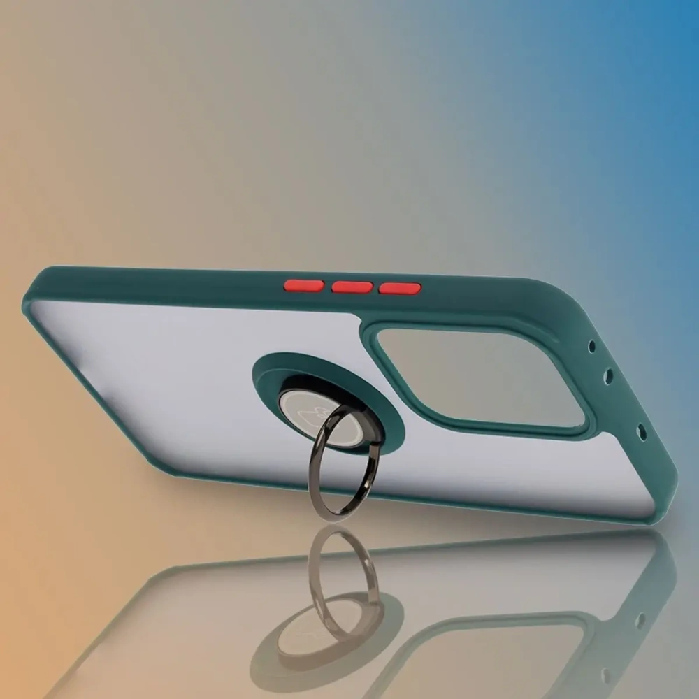 Wholesale Bizon Case Hybrid Ring Oppo Reno13 Pro smoky with a dark green frame - BIZ8930 - {ean13} - Hurt