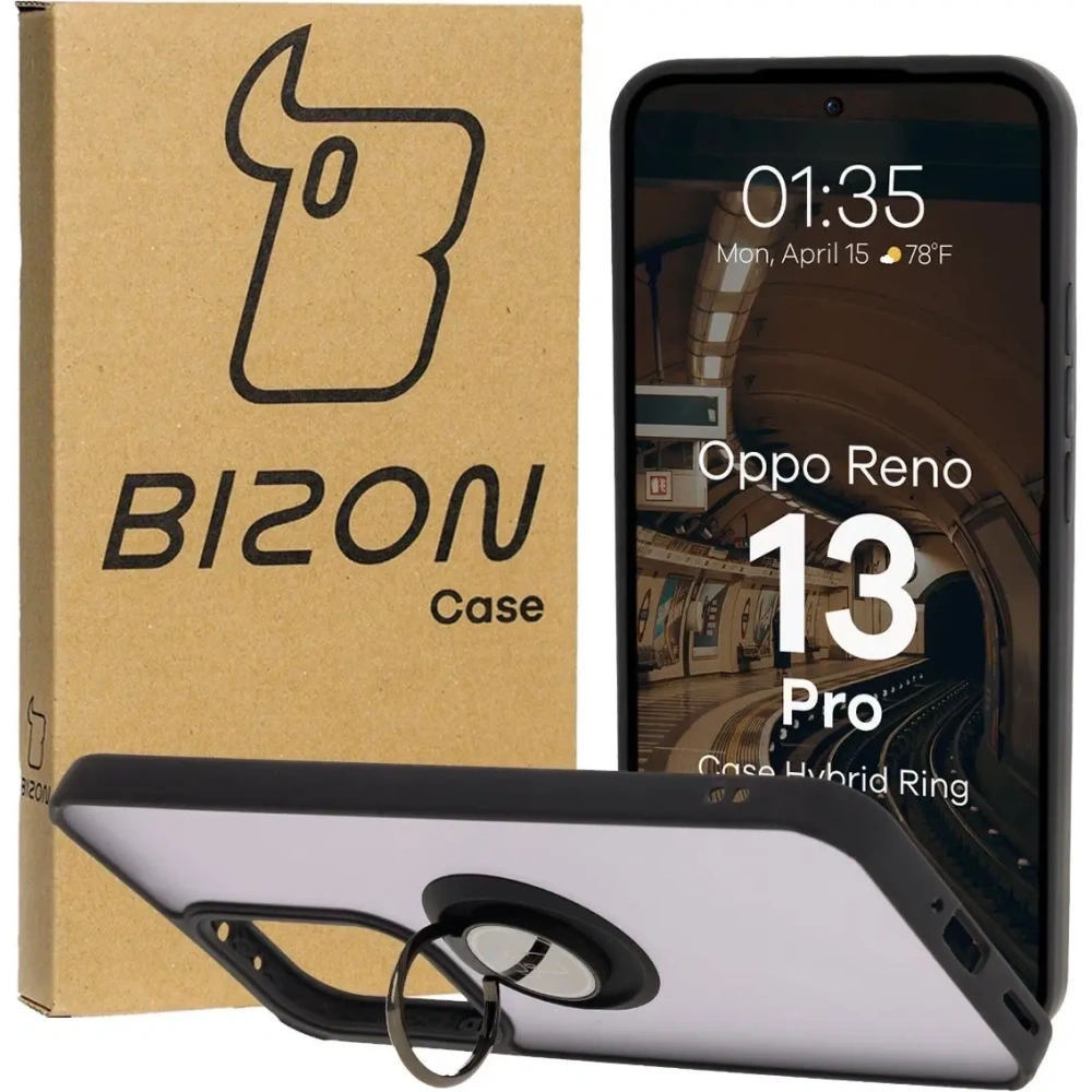 Wholesale Bizon Case Hybrid Ring Oppo Reno13 Pro smoked with a black frame - BIZ8931 - {ean13} - Hurt