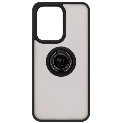 Etui z uchwytem na palec Bizon Case Hybrid Ring do Oppo Reno13 Pro przydymione z czarną ramką