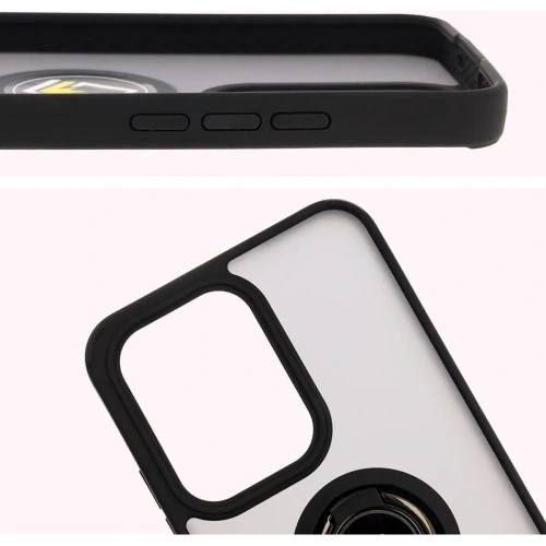 Etui z uchwytem na palec Bizon Case Hybrid Ring do Oppo Reno13 Pro przydymione z czarną ramką