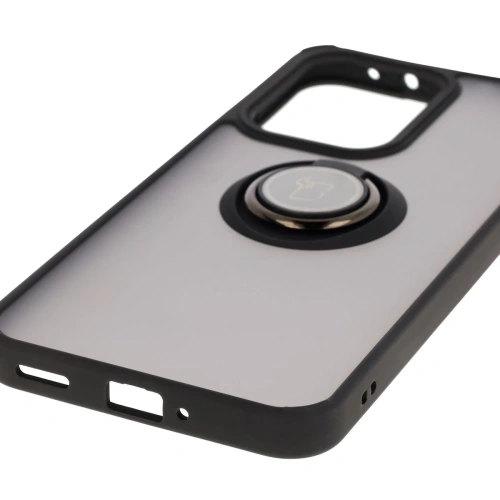 Etui z uchwytem na palec Bizon Case Hybrid Ring do Oppo Reno13 Pro przydymione z czarną ramką