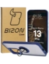 Bizon Case Hybrid Gyűrű Oppo Reno13 Pro füstös színben, tengerészkék kerettel