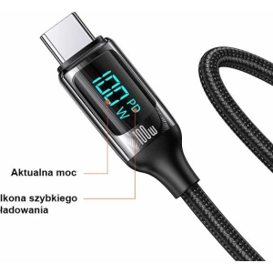 Wholesale [CR] USAMS U78 USB-C/USB-C LED Cable 3m 100W Fast Charging black/black US-SJ559 - OT-875 - {ean13} - Hurt