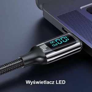 Wholesale [CR] USAMS U78 USB-C/USB-C LED Cable 3m 100W Fast Charging black/black US-SJ559 - OT-875 - {ean13} - Hurt