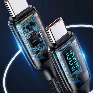 Wholesale [CR] USAMS U78 USB-C/USB-C LED Cable 3m 100W Fast Charging black/black US-SJ559 - OT-875 - {ean13} - Hurt