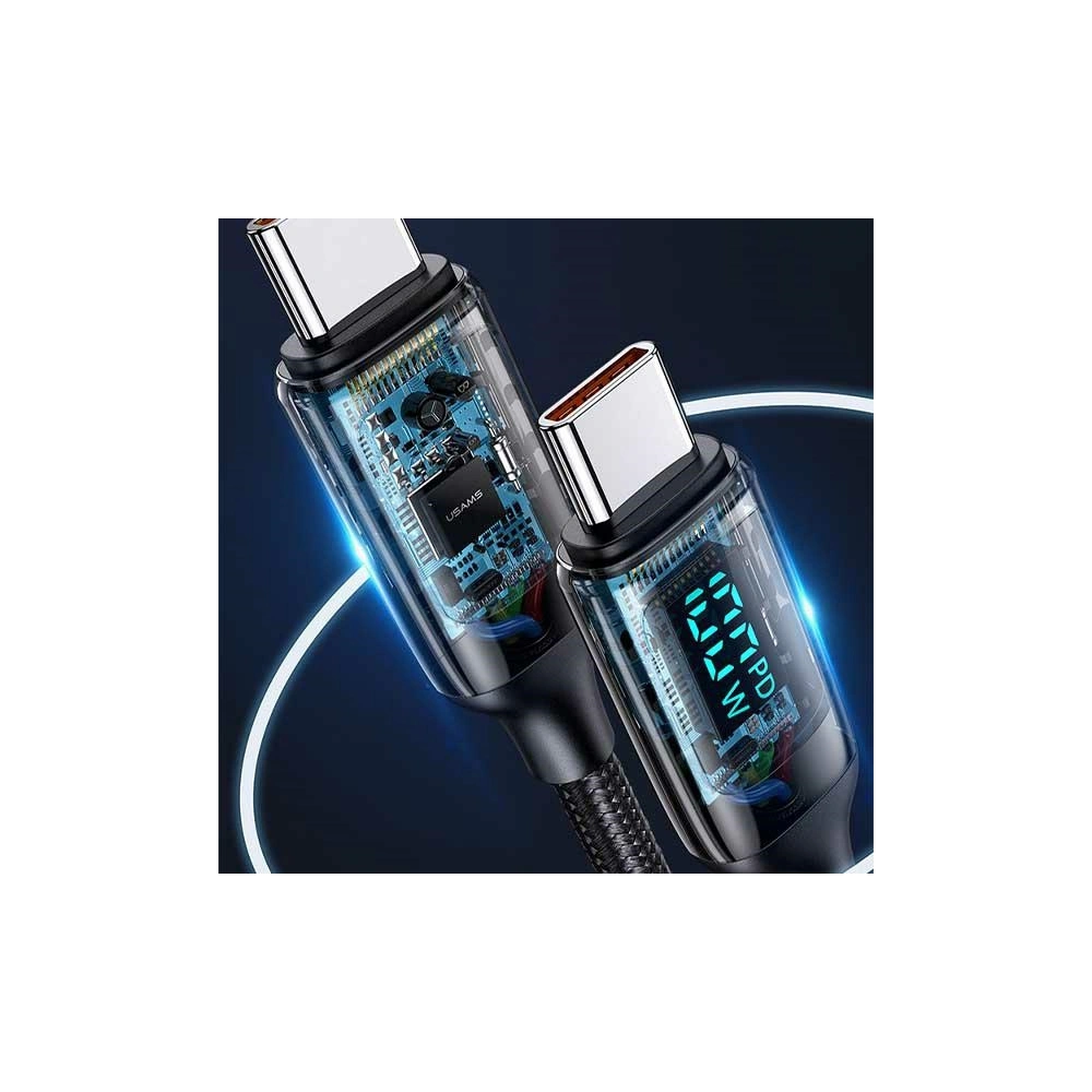 Hurtownia GSM - [CR] Kabel USAMS U78 USB-C/USB-C LED 3m 100W Fast Charging czarny/black US-SJ559 - OT-875 - {ean13} - Hurt