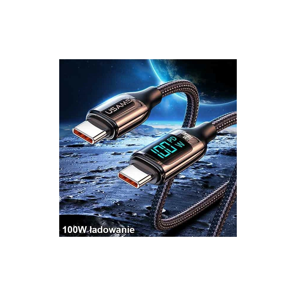 Hurtownia GSM - [CR] Kabel USAMS U78 USB-C/USB-C LED 3m 100W Fast Charging czarny/black US-SJ559 - OT-875 - {ean13} - Hurt