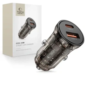 Wholesale Tech-Protect CC01 2-port Car Charger USB-A, USB-C PD 30W / QC 3.0 Black - THP4073 - {ean13} - Hurt