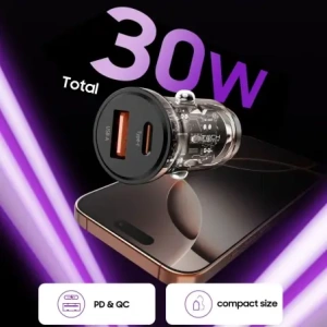 Wholesale Tech-Protect CC01 2-port Car Charger USB-A, USB-C PD 30W / QC 3.0 Black - THP4073 - {ean13} - Hurt