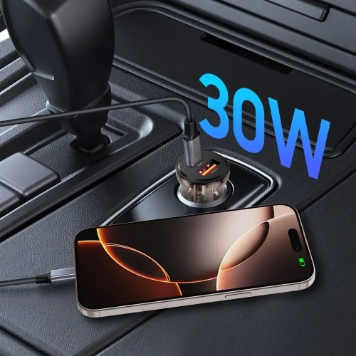 Ładowarka samochodowa Tech-Protect CC01 2-port Car Charger USB-A, USB-C PD 30W / QC 3.0 Black