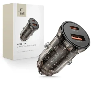 Wholesale Tech-Protect CC01 2-port Car Charger USB-A, USB-C PD 45W / QC 3.0 Black - THP4074 - {ean13} - Hurt