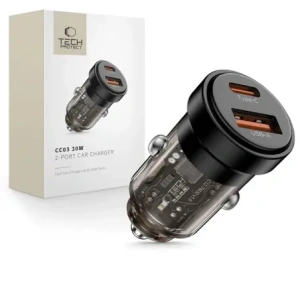 Wholesale Tech-Protect CC03 2-port Car Charger USB-A, USB-C PD 30W / QC 3.0 Black - THP4075 - {ean13} - Hurt