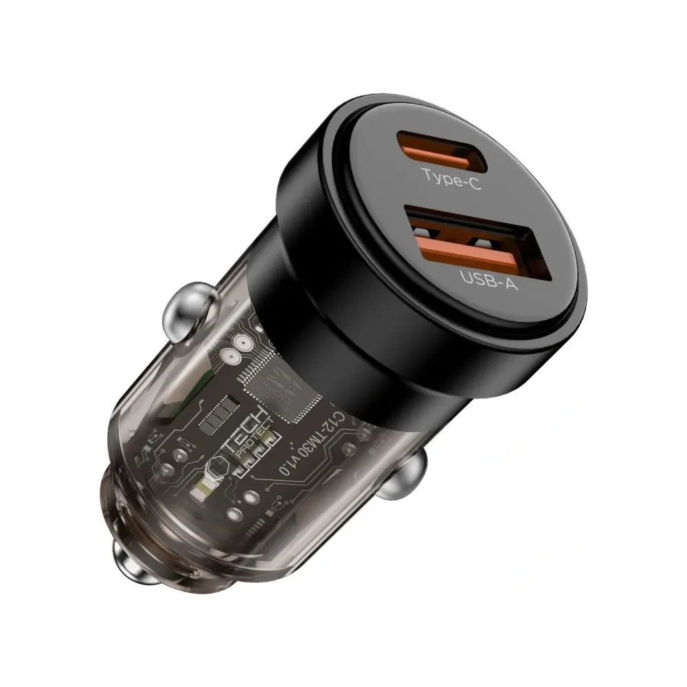 Wholesale Tech-Protect CC03 2-port Car Charger USB-A, USB-C PD 30W / QC 3.0 Black - THP4075 - {ean13} - Hurt