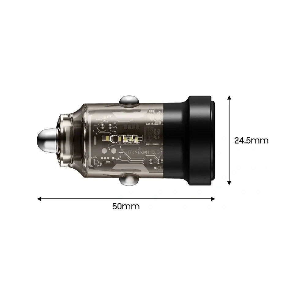 Wholesale Tech-Protect CC03 2-port Car Charger USB-A, USB-C PD 30W / QC 3.0 Black - THP4075 - {ean13} - Hurt