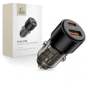 Hurtownia GSM - Tech-Protect CC03 2-Port Auto Ladegerät USB-A, USB-C PD 95W / QC 3.0 Schwarz - THP4077 - {ean13} - Hurt