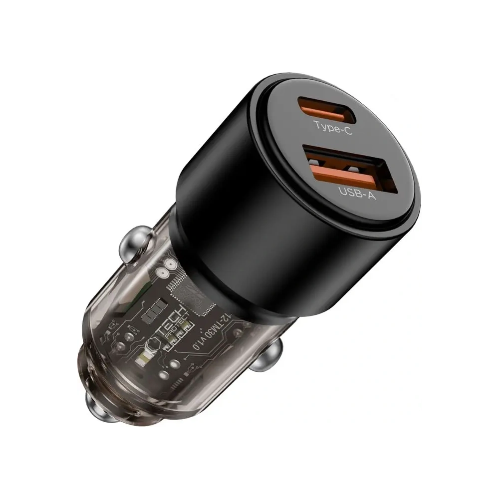Hurtownia GSM - Tech-Protect CC03 2-portos autós töltő USB-A, USB-C PD 95W / QC 3.0 Fekete - THP4077 - {ean13} - Hurt