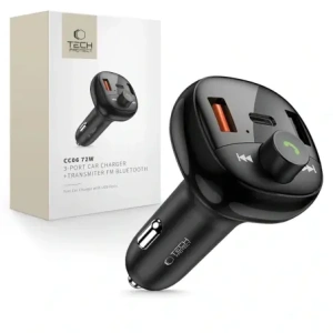 Hurtownia GSM - Tech-Protect CC06 Încărcător auto cu 3 porturi 2xUSB-A, USB-C PD 72W + Transmitator FM Bluetooth Negru - THP4078 - {ean13} - Hurt