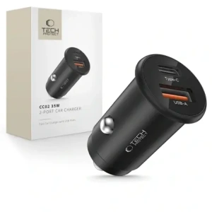 Hurtownia GSM - Tech-Protect CC02 Încărcător auto cu 2 porturi USB-A, USB-C PD 35W / QC 3.0 Negru - THP4079 - {ean13} - Hurt