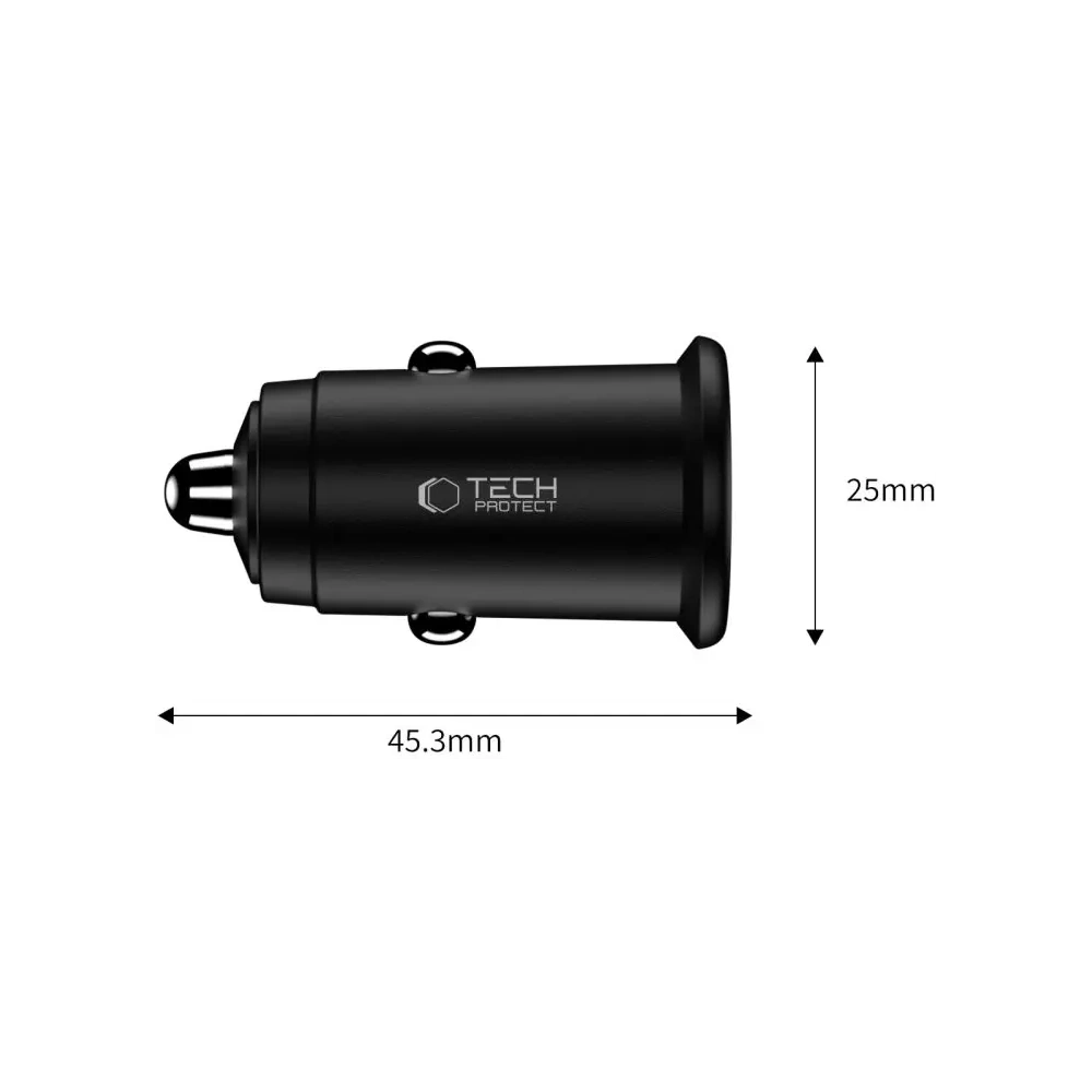 Hurtownia GSM - Tech-Protect CC02 Încărcător auto cu 2 porturi USB-A, USB-C PD 35W / QC 3.0 Negru - THP4079 - {ean13} - Hurt