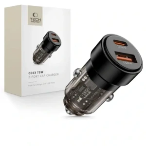 Hurtownia GSM - Tech-Protect Încărcător auto CC03 cu 2 porturi USB-A, USB-C PD 75W Negru - THP4080 - {ean13} - Hurt