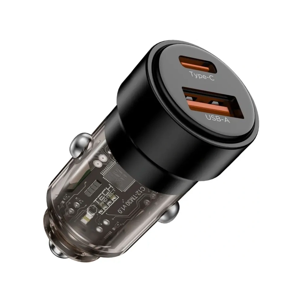Hurtownia GSM - Tech-Protect Încărcător auto CC03 cu 2 porturi USB-A, USB-C PD 75W Negru - THP4080 - {ean13} - Hurt