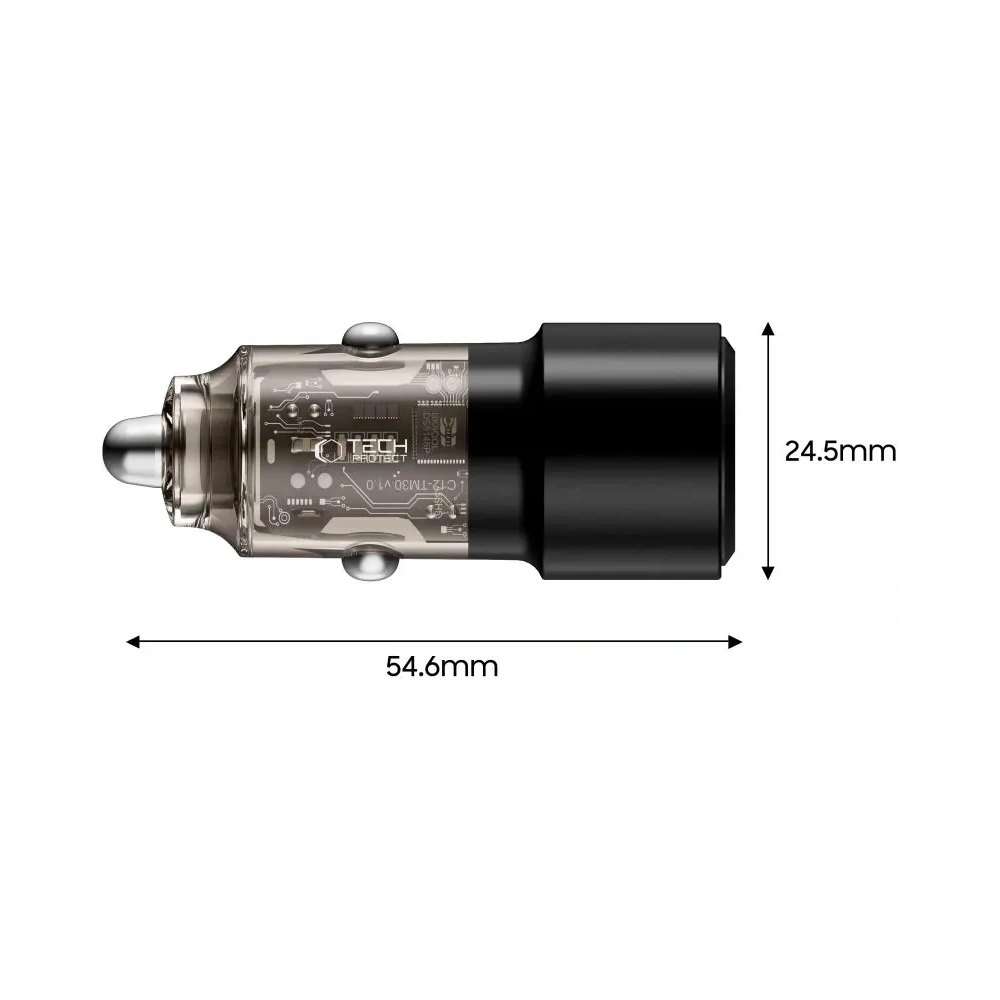 Hurtownia GSM - Tech-Protect Încărcător auto CC03 cu 2 porturi USB-A, USB-C PD 75W Negru - THP4080 - {ean13} - Hurt