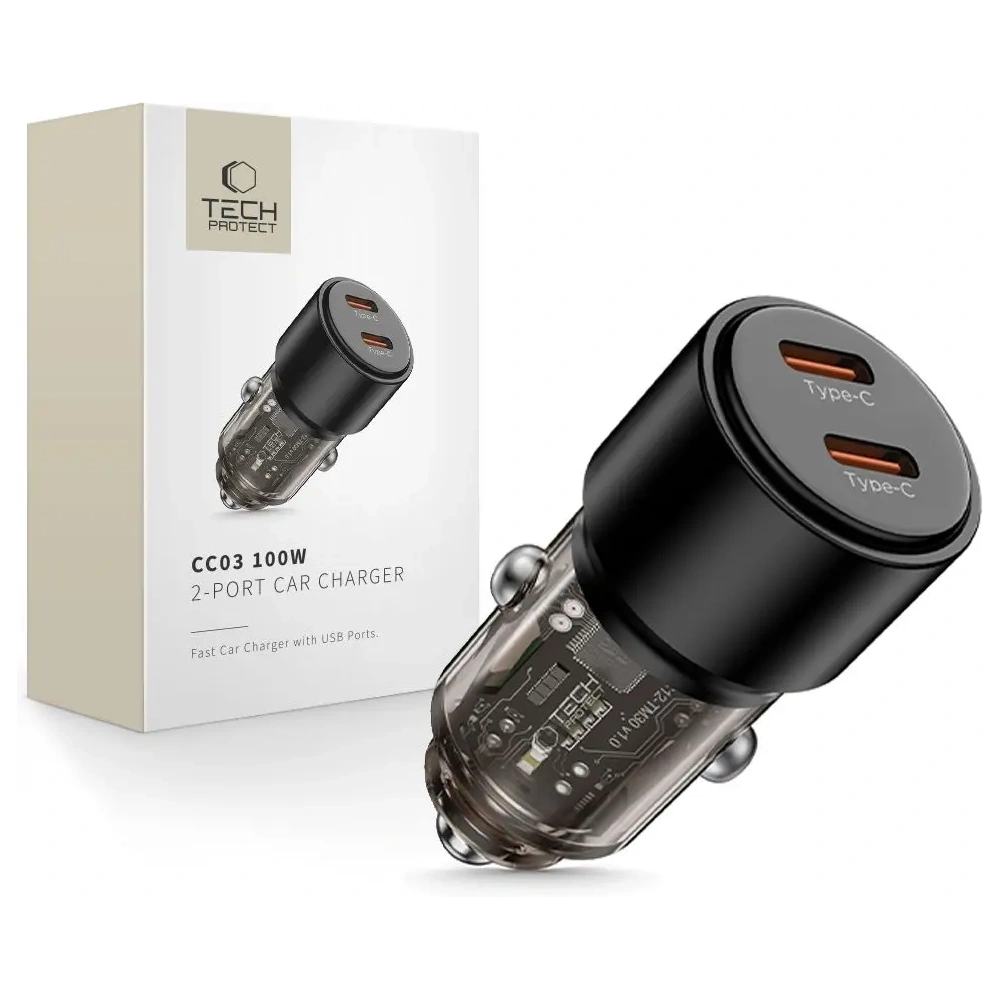Wholesale Tech-Protect CC03 2-port 2xUSB-C Car Charger PD 100W Black - THP4081 - {ean13} - Hurt