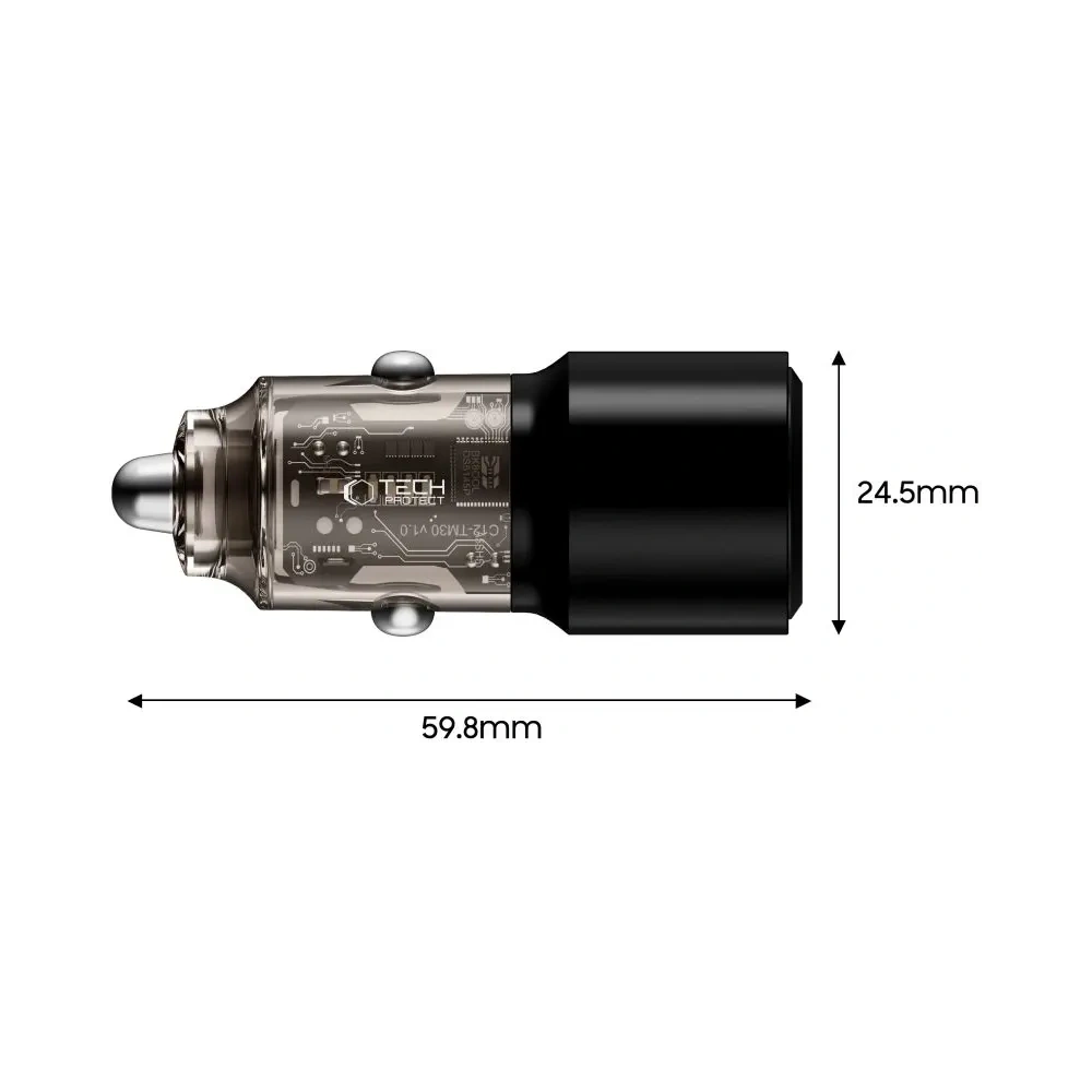 Wholesale Tech-Protect CC03 2-port 2xUSB-C Car Charger PD 100W Black - THP4081 - {ean13} - Hurt